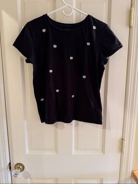 Joe's Jeans Black Short Sleeve Tee with White Star Accents